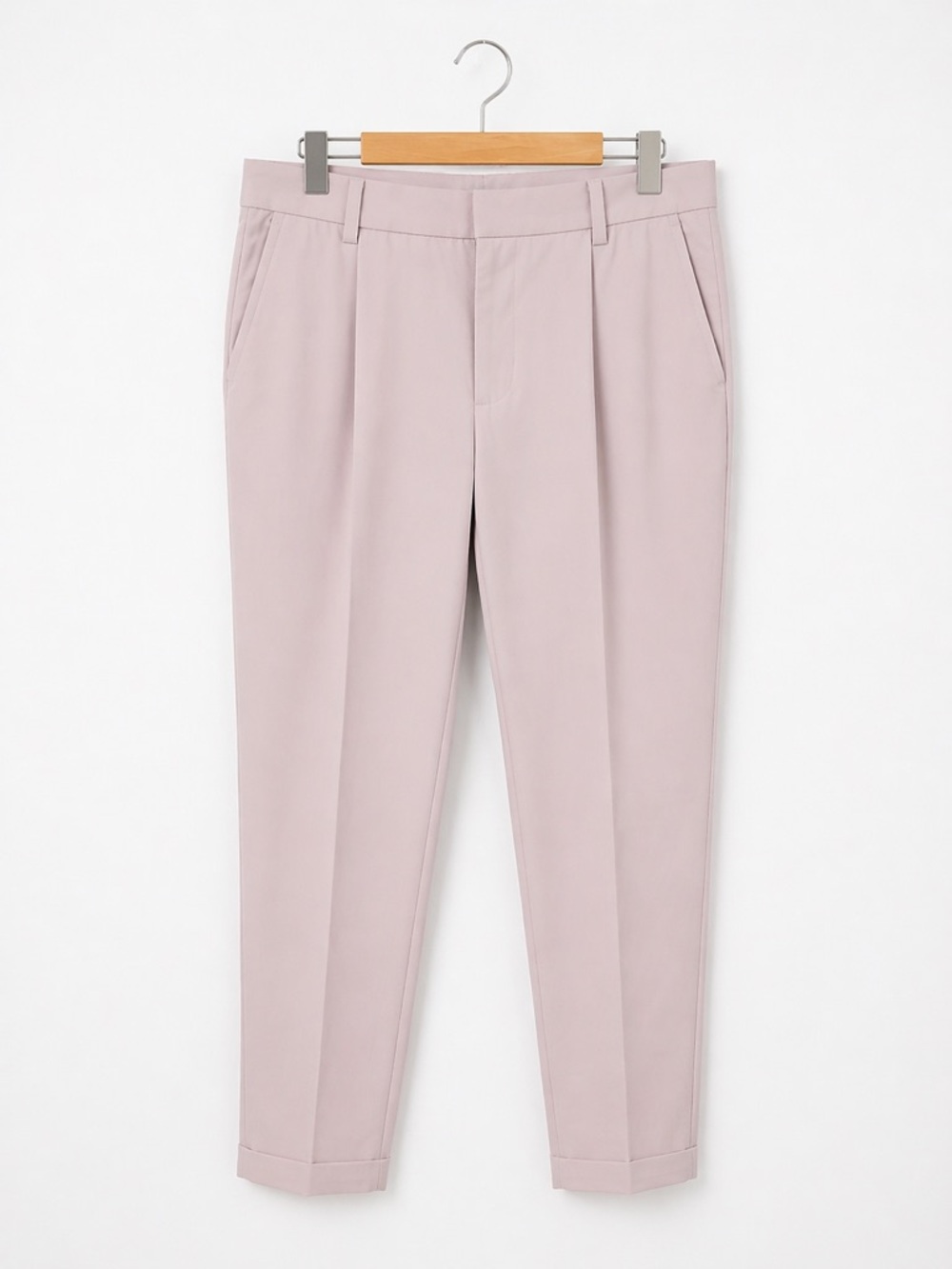 H&M Straight-Leg Pleated Pants - Light Mauve